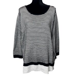 🌹Croft & Barrow - Striped Black and White Top - Size XXL